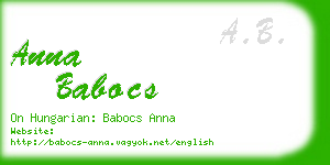 anna babocs business card